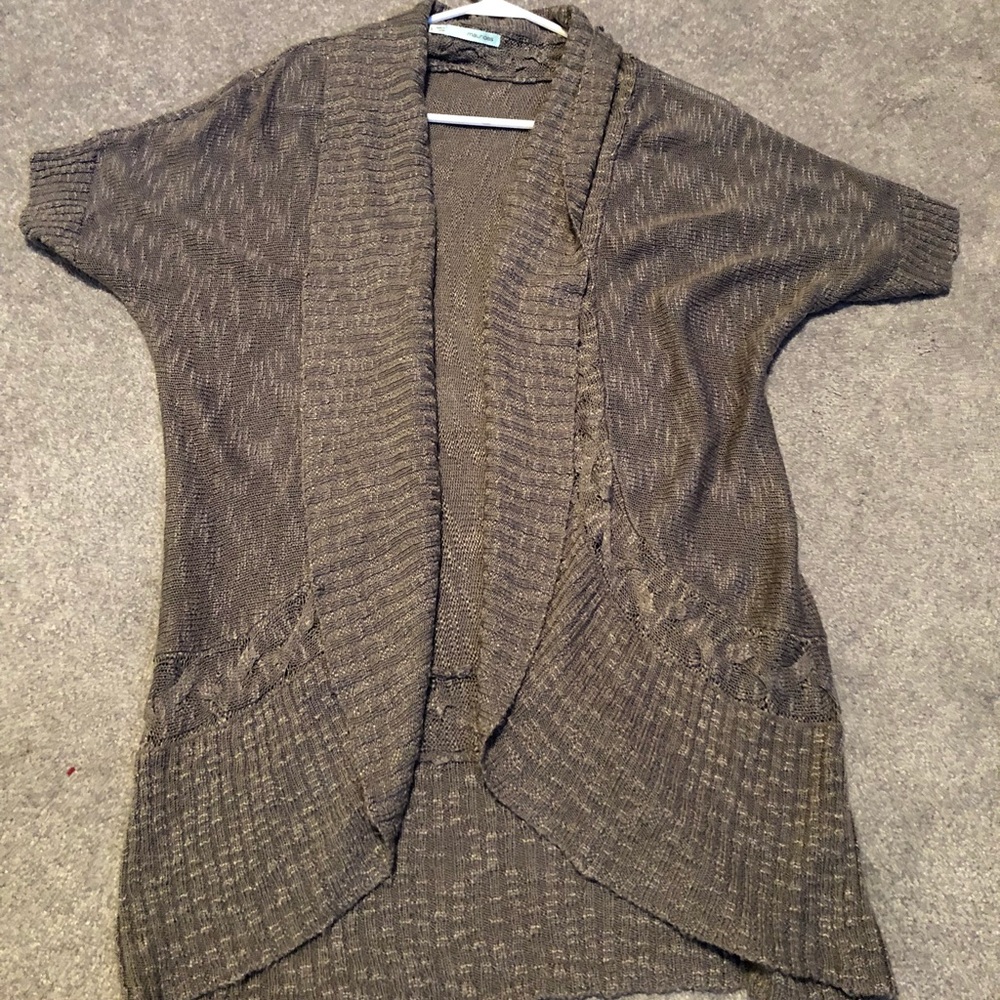 Gray short sleeve cardigan Large Maurices